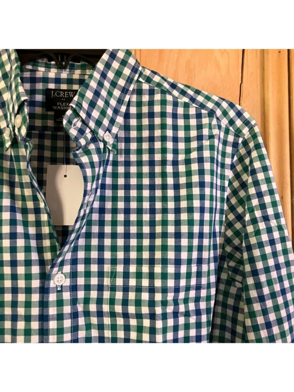 J.Crew Mens Flex Wash Gingham Check Plaid Button Down Shirt Small Green SP NWT